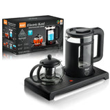 Darrahopens Appliances > Kitchen Appliances > Kettles Dual Kettle Electric Tea Maker and Hot Water Boiler Set with Borosilicate Glass Body, Stainless Steel Infuser, and Simultaneous Brewing for Home and Office Use (Black) In Australia - Darrahopens