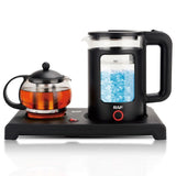 Darrahopens Appliances > Kitchen Appliances > Kettles Dual Kettle Electric Tea Maker and Hot Water Boiler Set with Borosilicate Glass Body, Stainless Steel Infuser, and Simultaneous Brewing for Home and Office Use (Black) In Australia - Darrahopens
