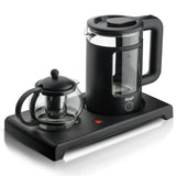 Darrahopens Appliances > Kitchen Appliances > Kettles Dual Kettle Electric Tea Maker and Hot Water Boiler Set with Borosilicate Glass Body, Stainless Steel Infuser, and Simultaneous Brewing for Home and Office Use (Black) In Australia - Darrahopens