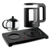 Darrahopens Appliances > Kitchen Appliances > Kettles Dual Kettle Electric Tea Maker and Hot Water Boiler Set with Borosilicate Glass Body, Stainless Steel Infuser, and Simultaneous Brewing for Home and Office Use (Black) In Australia - Darrahopens