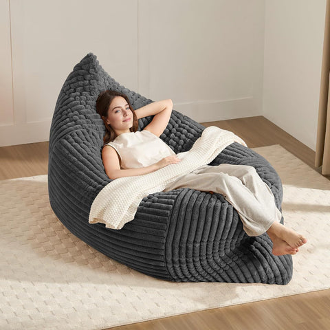Darrahopens Furniture > Sofas > Sofas & Sofa Beds Convertible Bean Bag Sofa Chair with Memory Foam Filling, Adjustable Multi-Position Lounger for Reading, Sleeping, Gaming, and Home Office in Small Apartments and Living Rooms (DarkGrey) In Australia - Darrahopens