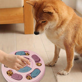 Interactive Dog Puzzle Feeder Toy, Slow Feeder with Sliding Lids for Mental Stimulation, Fun Treat Hide & Seek Game for Boredom Relief and Healthy Eating (Blush)