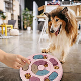 Interactive Dog Puzzle Feeder Toy, Slow Feeder with Sliding Lids for Mental Stimulation, Fun Treat Hide & Seek Game for Boredom Relief and Healthy Eating (Blush)