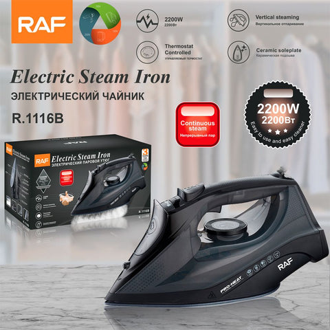 2200W Handheld Electric Steam Iron with Ceramic Soleplate, Continuous Steam and Vertical Ironing for Home Clothes Wrinkles (Black) In Australia - Darrahopens