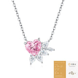 Elegant Pink Heart Moissanite Necklace in Sterling Silver with Sparkling Teardrop Accents, Hypoallergenic and Fade-Resistant for Everyday Luxury Wear, Adjustable Chain, Ideal Gift for Women and Girls (Moissanite, Premium S925)