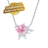 Elegant Pink Heart Moissanite Necklace in Sterling Silver with Sparkling Teardrop Accents, Hypoallergenic and Fade-Resistant for Everyday Luxury Wear, Adjustable Chain, Ideal Gift for Women and Girls (Moissanite, Premium S925)