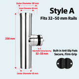 Marine Grade Stainless Steel Fishing Rod Holder with Adjustable Clamp for Boat Rail Mount, 360 Degree Rotatable Side Mount Tackle Rack for Yacht Kayak Fishing (A, 32-50mm) In Australia - Darrahopens