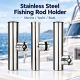 Marine Grade Stainless Steel Fishing Rod Holder with Adjustable Clamp for Boat Rail Mount, 360 Degree Rotatable Side Mount Tackle Rack for Yacht Kayak Fishing (A, 32-50mm)