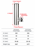 Marine Grade Stainless Steel Fishing Rod Holder with Adjustable Clamp for Boat Rail Mount, 360 Degree Rotatable Side Mount Tackle Rack for Yacht Kayak Fishing (A, 32-50mm)