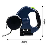 Dual-Head Retractable Dog Leash with Bright LED Flashlight and Built-in Waste Bag Dispenser – Walk Two Dogs Safely at Night with 360° Tangle-Free Control and Reflective Webbing (Navy) In Australia - Darrahopens