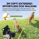 Dual-Head Retractable Dog Leash with Bright LED Flashlight and Built-in Waste Bag Dispenser – Walk Two Dogs Safely at Night with 360° Tangle-Free Control and Reflective Webbing (Black‑Gray)