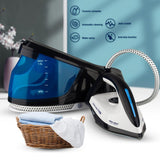 Professional Steam Iron with 1.5L Detachable Water Tank, Ceramic Soleplate, and Auto Shut-Off – Ideal for Home Garment Care, Curtain Smoothing, and Light Commercial Use (Blue)