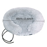 USB-Powered Heated Round Pet Bed with Removable Washable Cover, 5-Level Temperature and Timer Control, Cozy Plush Warming Nest for Small Dogs and Cats Indoor Winter Use (Grey, 70cm)