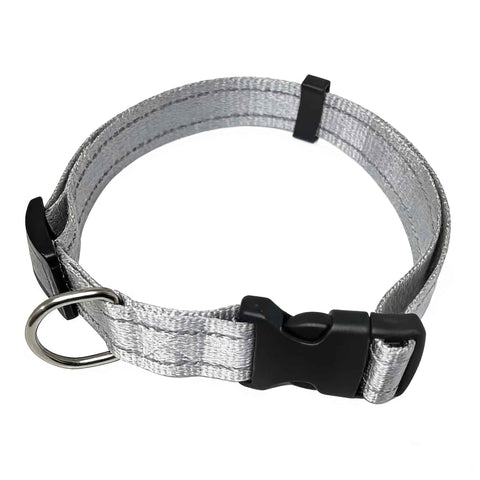 Reflective Dog Collar with Adjustable Nylon Webbing – Safe & Visible Pet Gear for Walks, Outdoor Adventures, and Nighttime Visibility (XS, Grey) In Australia - Darrahopens