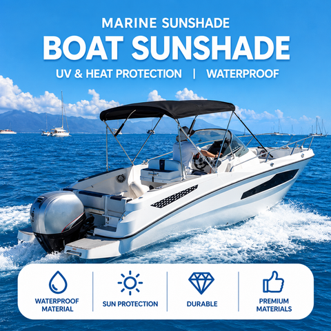 Waterproof 600D Oxford Bimini Top Sun Shade Canopy with Storage Boot for Small Boats, Speedboats, Kayaks, Fishing Boats and Leisure Yachts, All-Season Sun and Rain Protection (Black, 3 Bow, 97"-103" (231-262cm))