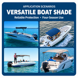 Waterproof 600D Oxford Bimini Top Sun Shade Canopy with Storage Boot for Small Boats, Speedboats, Kayaks, Fishing Boats and Leisure Yachts, All-Season Sun and Rain Protection (Black, 4 Bow, 91"-96" (222-245cm))