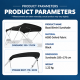Waterproof 600D Oxford Bimini Top Sun Shade Canopy with Storage Boot for Small Boats, Speedboats, Kayaks, Fishing Boats and Leisure Yachts, All-Season Sun and Rain Protection (Blue, 3 Bow, 97"-103" (231-262cm))