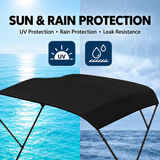 Waterproof 600D Oxford Bimini Top Sun Shade Canopy with Storage Boot for Small Boats, Speedboats, Kayaks, Fishing Boats and Leisure Yachts, All-Season Sun and Rain Protection (Grey, 4 Bow, 79"-84" (208-220cm))