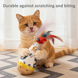 Interactive Wobble Cat Toy with Feathers and Wooden Base – Durable, Self-Righting Design for Endless Play, Exercise, and Entertainment for All Cat Breeds and Sizes (NoFeather, Purple)