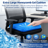 Ultra-Large Honeycomb Gel Seat Cushion – Soft, Breathable, and Cooling Pad for Office Chairs, Wheelchairs, and Home Use – Reduces Sweat and Pressure Discomfort, Lightweight and Adjustable for All-Season Comfort (Blue) In Australia - Darrahopens