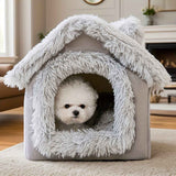 Plush Pet House with Detachable Cushion – Cozy, Warm, and Stylish Indoor Cat or Small Dog Bed – Soft Faux Fur Hideaway with Doorway – Perfect for Year-Round Comfort and Relaxation (M, Grey) In Australia - Darrahopens