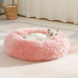 Plush Pet Nest Soft Donut Cat Bed – Cozy Round Couch for Cats and Small Dogs, Comfortable Sleeping Spot for Warmth and Deep Sleep, Suitable for Indoor Home Use (XL, Green)