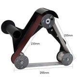 Angle Grinder Belt Sander Attachment Metal Bracket with Three Roller Support for Pipe Tube 360 Degree Sanding Polishing Woodworking Metalworking (Round Tube Sander (M10))