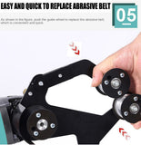 Angle Grinder Belt Sander Attachment Metal Bracket with Three Roller Support for Pipe Tube 360 Degree Sanding Polishing Woodworking Metalworking (Round Tube Sander (US Thread))
