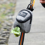 Compact mini backpack dog waste bag holder keeps your hands free during walks and training. Clips to leash or harness, stores rolls of bags plus small treats. Say goodbye to messy pockets. (Grey)