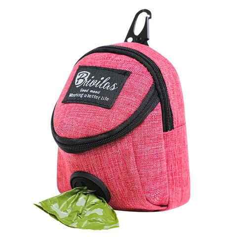 Compact mini backpack dog waste bag holder keeps your hands free during walks and training. Clips to leash or harness, stores rolls of bags plus small treats. Say goodbye to messy pockets. (Pink) In Australia - Darrahopens