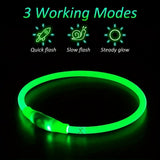 USB Rechargeable LED Glow Pet Collar, Soft Silicone Night Safety Dog & Cat Collar with 6 Colors, 3 Modes, Adjustable Length for Small, Medium, Large Pets, Ideal for Evening Walks and Outdoor Visibility (L, Blue)