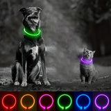 USB Rechargeable LED Glow Pet Collar, Soft Silicone Night Safety Dog & Cat Collar with 6 Colors, 3 Modes, Adjustable Length for Small, Medium, Large Pets, Ideal for Evening Walks and Outdoor Visibility (S, Red)