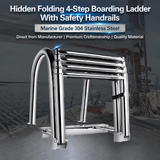 Foldable Four-Step Boat Ladder with Safety Handrail, Marine-Grade Stainless Steel Boarding Ladder for Yachts and Boats, Space-Saving Telescoping Design for Easy Onboard Access and Docking (4-Step) In Australia - Darrahopens