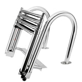 Foldable Four-Step Boat Ladder with Safety Handrail, Marine-Grade Stainless Steel Boarding Ladder for Yachts and Boats, Space-Saving Telescoping Design for Easy Onboard Access and Docking (4-Step)