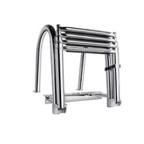 Foldable Four-Step Boat Ladder with Safety Handrail, Marine-Grade Stainless Steel Boarding Ladder for Yachts and Boats, Space-Saving Telescoping Design for Easy Onboard Access and Docking (4-Step)