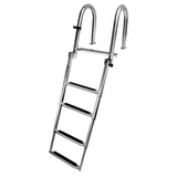 Foldable Four-Step Boat Ladder with Safety Handrail, Marine-Grade Stainless Steel Boarding Ladder for Yachts and Boats, Space-Saving Telescoping Design for Easy Onboard Access and Docking (4-Step)