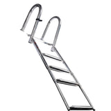 Foldable Four-Step Boat Ladder with Safety Handrail, Marine-Grade Stainless Steel Boarding Ladder for Yachts and Boats, Space-Saving Telescoping Design for Easy Onboard Access and Docking (4-Step)