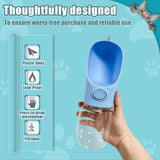 Portable Pet Water Bottle for Outdoor Walks, Travel, and Hiking – Leak-Proof Dog Water Dispenser with Bowl, Easy One-Hand Operation for Dogs, Cats, and Small Pets (350ML（21.5*7cm）, Blue) In Australia - Darrahopens