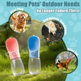 Portable Pet Water Bottle for Outdoor Walks, Travel, and Hiking – Leak-Proof Dog Water Dispenser with Bowl, Easy One-Hand Operation for Dogs, Cats, and Small Pets (450ML（25*7cm）, Blue)