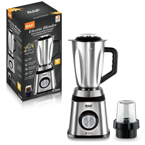 2-in-1 Electric Blender and Grinder with Stainless Steel Body, 1.5L Mixing Pitcher and Detachable Glass Mill for Juices, Smoothies, Coffee Beans, and Dry Ingredients – Compact Countertop Design with Ergonomic Handle for Everyday Home Kitchen Use (Silver)