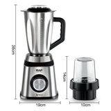2-in-1 Electric Blender and Grinder with Stainless Steel Body, 1.5L Mixing Pitcher and Detachable Glass Mill for Juices, Smoothies, Coffee Beans, and Dry Ingredients – Compact Countertop Design with Ergonomic Handle for Everyday Home Kitchen Use (Silver)