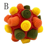 Interactive Snuffle Ball Dog Toy for Mental Stimulation and Foraging – Plush Fabric Strips in a Durable Hollow Ball for Hiding Treats, Encouraging Natural Sniffing Instincts, and Keeping Your Pup Busy (B)