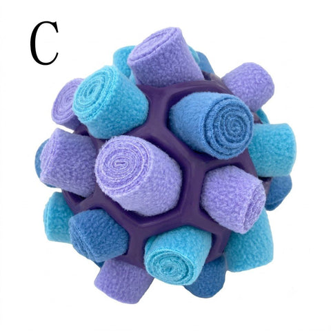 Interactive Snuffle Ball Dog Toy for Mental Stimulation and Foraging – Plush Fabric Strips in a Durable Hollow Ball for Hiding Treats, Encouraging Natural Sniffing Instincts, and Keeping Your Pup Busy (C) In Australia - Darrahopens