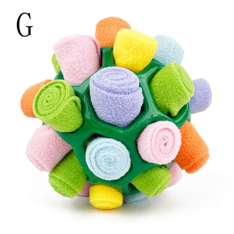 Interactive Snuffle Ball Dog Toy for Mental Stimulation and Foraging – Plush Fabric Strips in a Durable Hollow Ball for Hiding Treats, Encouraging Natural Sniffing Instincts, and Keeping Your Pup Busy (G)