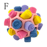 Interactive Snuffle Ball Dog Toy for Mental Stimulation and Foraging – Plush Fabric Strips in a Durable Hollow Ball for Hiding Treats, Encouraging Natural Sniffing Instincts, and Keeping Your Pup Busy (D)