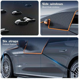 All-Season Car Front Cover Shield for Sedans – Windproof, Snowproof & Sunproof Protection with Magnetic Fixation, Full Coverage for Windshield, Side Windows, and Hood, Ideal for Outdoor Parking (Green2)