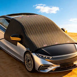 All-Season Car Front Cover Shield for Sedans – Windproof, Snowproof & Sunproof Protection with Magnetic Fixation, Full Coverage for Windshield, Side Windows, and Hood, Ideal for Outdoor Parking (Orange1)