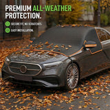 All-Season Car Front Cover Shield for Sedans – Windproof, Snowproof & Sunproof Protection with Magnetic Fixation, Full Coverage for Windshield, Side Windows, and Hood, Ideal for Outdoor Parking (Orange2)