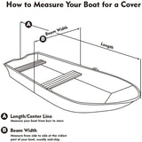 420D/600D Marine Grade Oxford Boat Cover with UV and Waterproof PU Coating, Heavy Duty V-Hull Protection for Docking and Trailer Transport, All-Weather Dust and Sun Shield (Grey 600D Oxford, B)