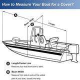 420D/600D Marine Grade Oxford Boat Cover with UV and Waterproof PU Coating, Heavy Duty V-Hull Protection for Docking and Trailer Transport, All-Weather Dust and Sun Shield (Grey 600D Oxford, B)